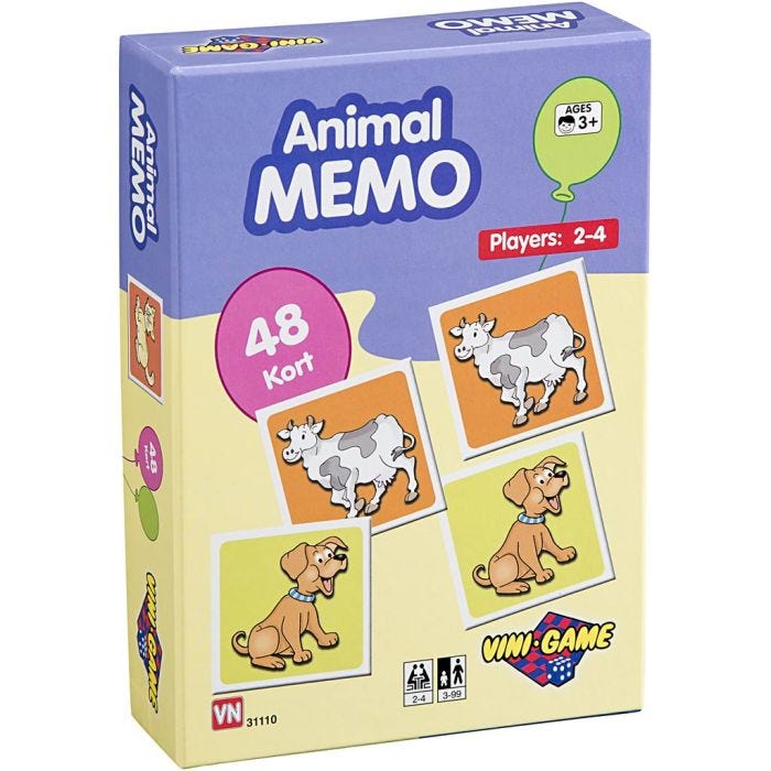 Djur-minnesspel, 48 brickor, 1 st./ 1 förp.