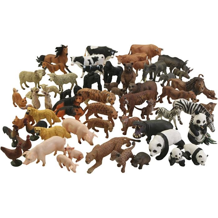 Leksaksdjur, stl. 4-14 cm, 63 st./ 1 set