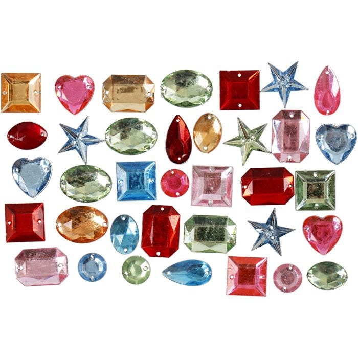 Rhinestones, stl. 10-17 mm, mixade färger, 15 g/ 1 förp.