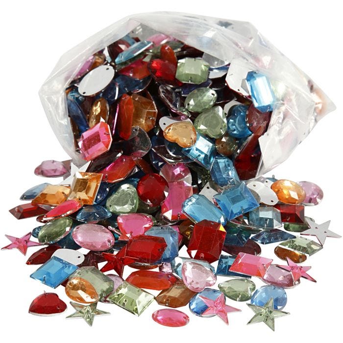 Rhinestones, stl. 10-17 mm, mixade färger, 210 g/ 1 förp.