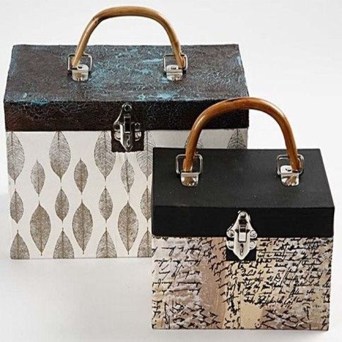 Väska med decoupage och krackelering