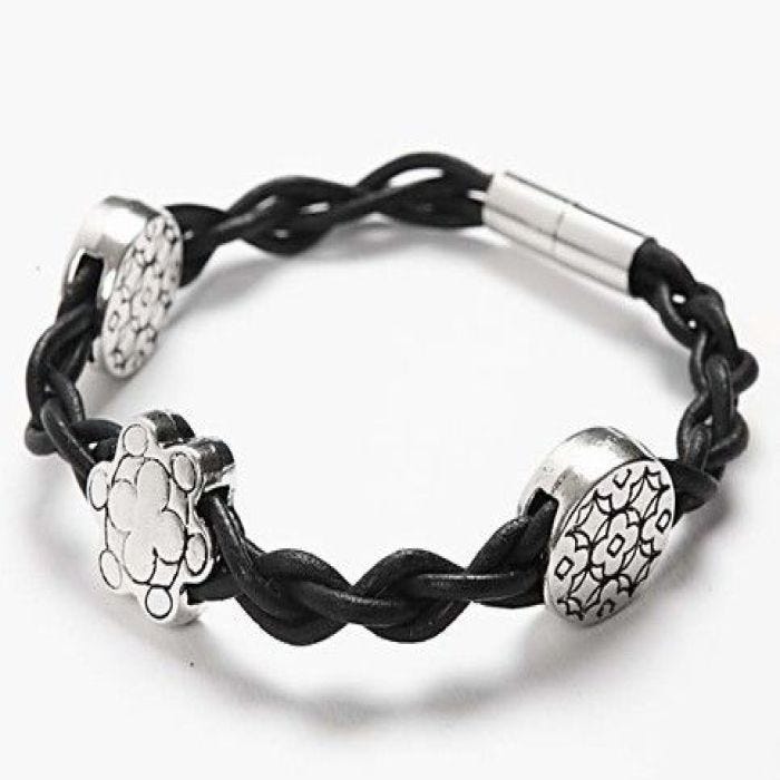 Flätat läderarmband
