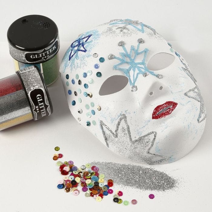 Helmask med glitter på motiv av lim