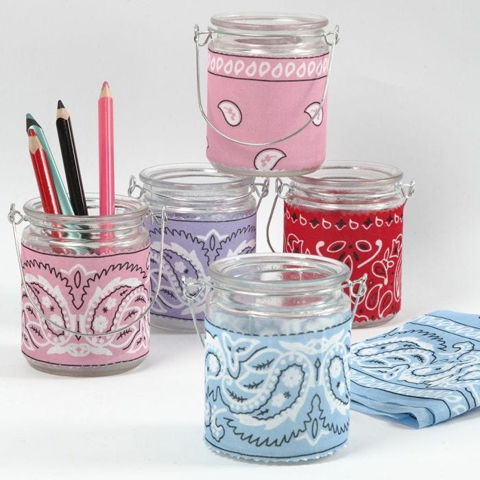 Ljusglas med decoupage av bandana/snusnäsduk
