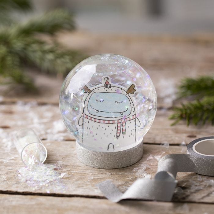 Snöglob med teckning och glitter