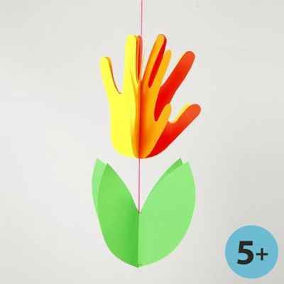 Neonf&auml;rgad kartongblomma av h&auml;nder