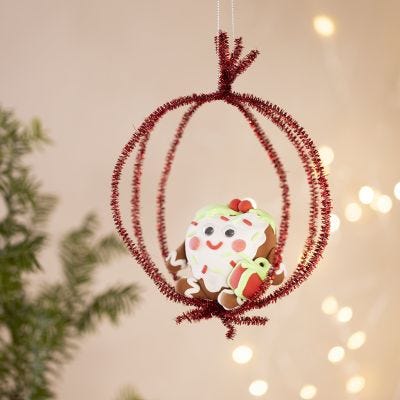 Juldekoration med pepparkakshjärta utav Silk Clay®