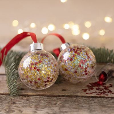 Julgranskulor med paljetter
