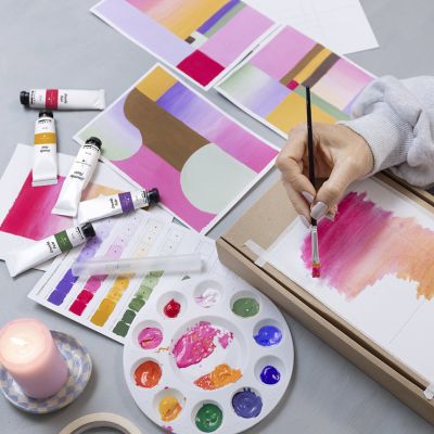 Grafiska illustrationer med gouachefärg