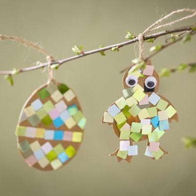 Påskkyckling och påskägg med mosaik
