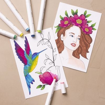 Start DIY Kit: Lär dig färglägga med tuschpennor