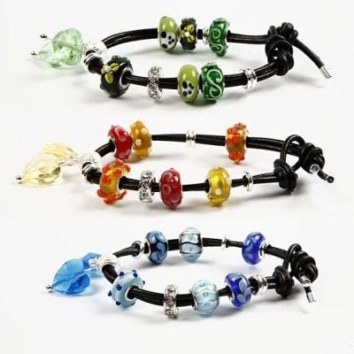 Läderarmband med glaslinks