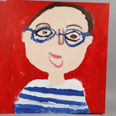 Måla självporträtt på målarduk