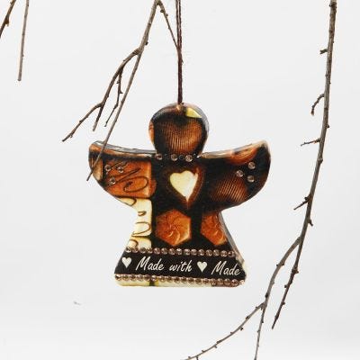 Ängel av papier-maché med decoupage och rhinestones