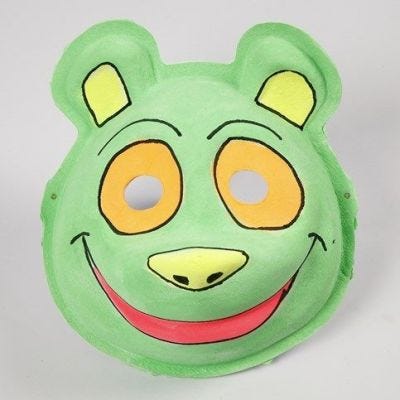 Vattenfärger i neon på mask av papier-machè