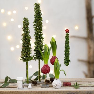 Julgranar och juldekorationer av levande grönt