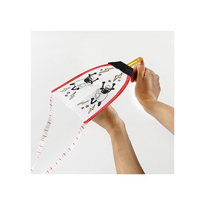 Fåret Shaun drakflygare dekorerad med textiltusch