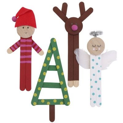Färggranna julfigurer av glasspinnar