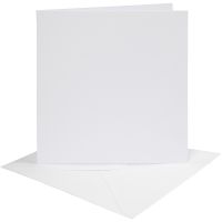 Kort och kuvert, kortstl. 15,2x15,2 cm, kuvertstl. 16x16 cm, 230 g, vit, 4 set/ 1 förp.