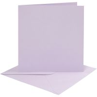Kort och kuvert, kortstl. 15,2x15,2 cm, kuvertstl. 16x16 cm, 210 g, ljuslila, 4 set/ 1 förp.