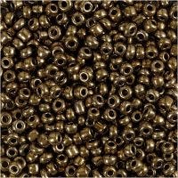 Rocaillepärlor, Dia. 3 mm, stl. 8/0 , Hålstl. 0,6-1,0 mm, bronze, 25 g/ 1 förp.