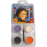 Eulenspiegel Ansiktsfärg - sminkset , Halloween/häxa, mixade färger, 1 set