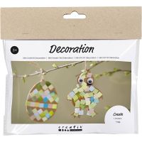 Mini DIY Kit Dekoration, Ägg och kyckling, svart, brun, vit, mixade färger, 1 förp.