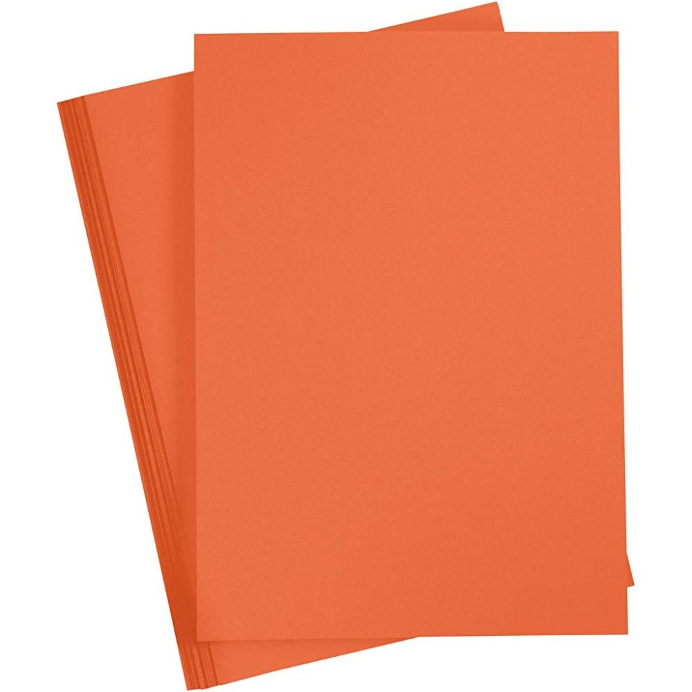 Färgad kartong, A4, 210x297 mm, 180 g, orange, 20 ark/ 1 förp.