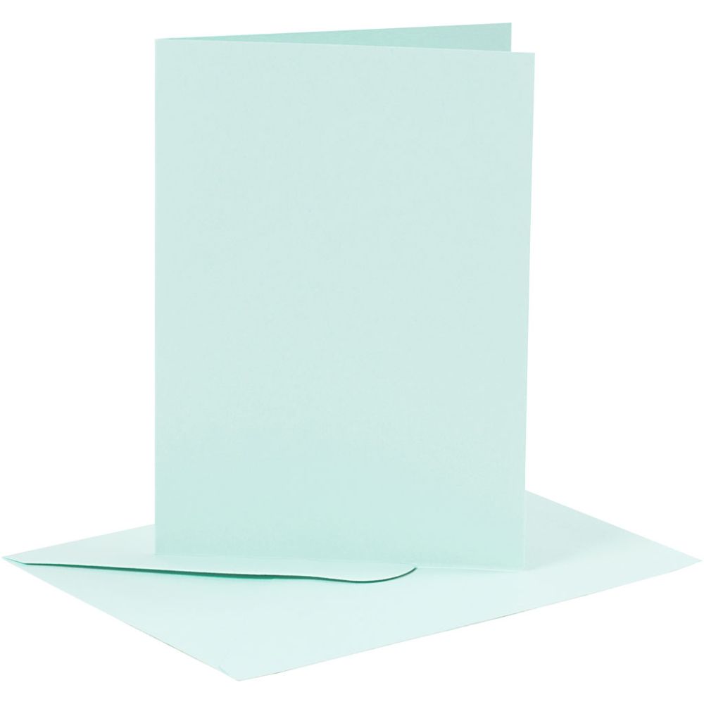Kort och kuvert, kortstl. 10,5x15 cm, kuvertstl. 11,5x16,5 cm, 110+220 g, ljusblå, 6 set/ 1 förp.