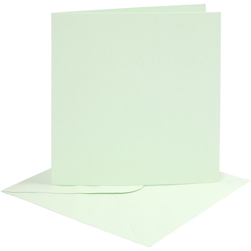 Kort och kuvert, kortstl. 15,2x15,2 cm, kuvertstl. 16x16 cm, 210 g, ljusgrön, 4 set/ 1 förp.