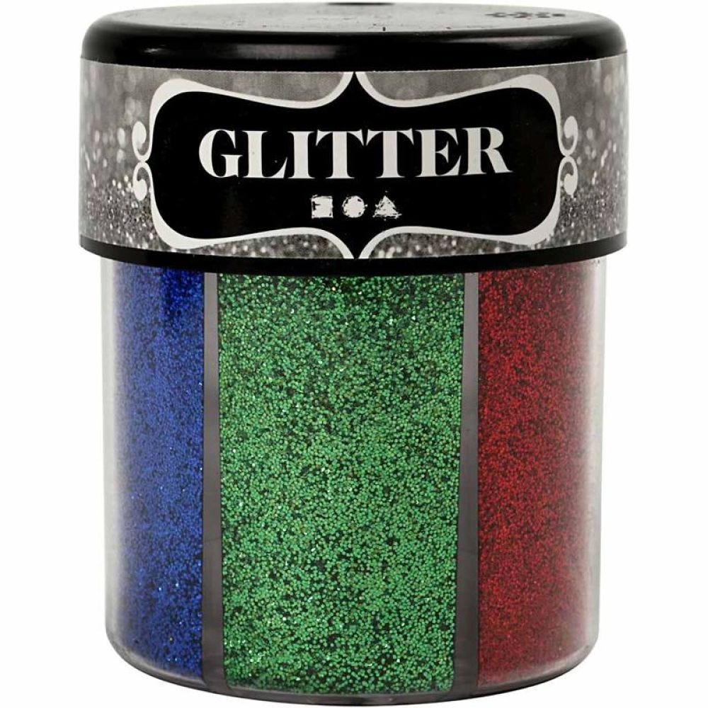 Glitter, mixade färger, 6x13 g/ 1 burk