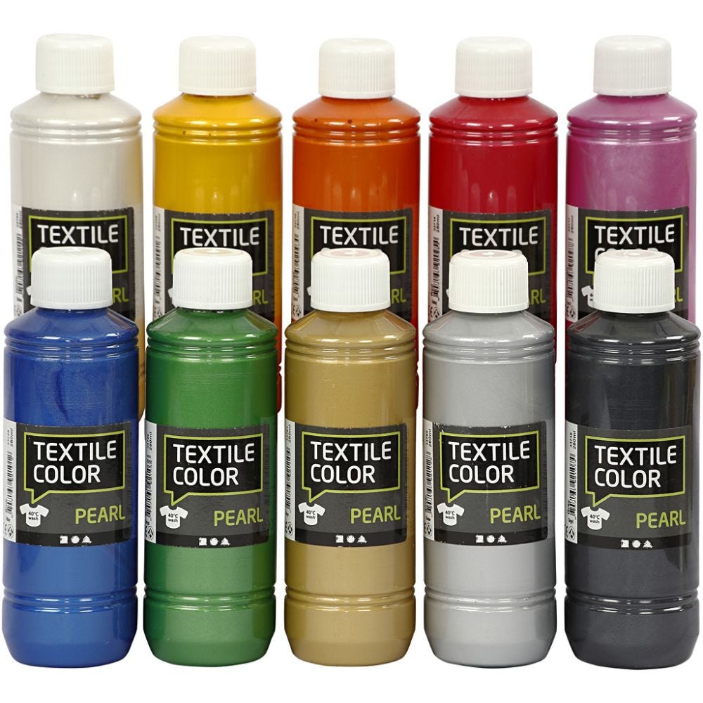 Textile Color, pärlemor, mixade färger, 10x250 ml/ 1 förp.