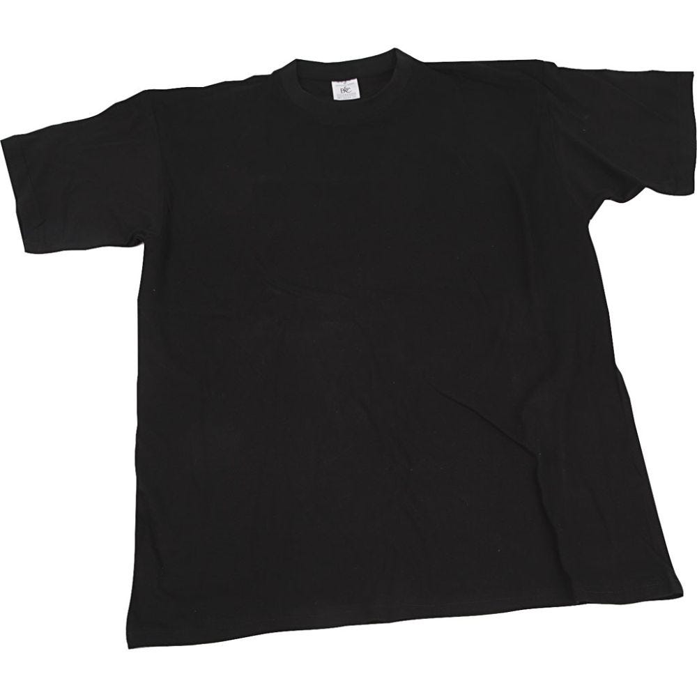 T-shirts, B: 55 cm, stl. large , rund hals, svart, 1 st.