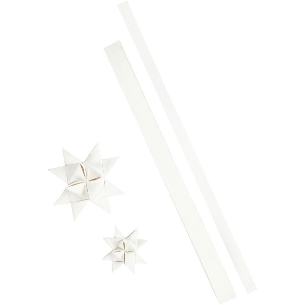 Stjärnstrimlor, L: 44+78 cm, B: 15+25 mm, 350 g, vit, 24 strimlor/ 1 förp.