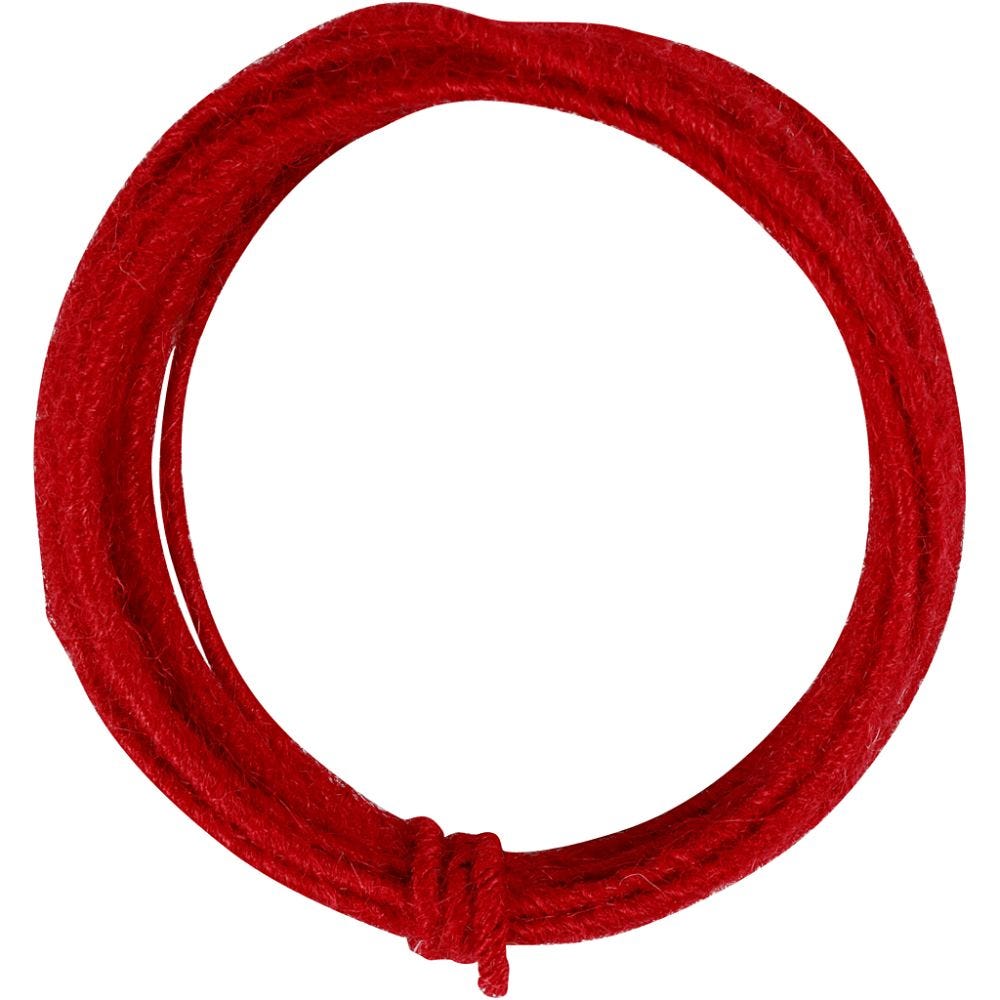 Jute Wire, tjocklek 2-4 mm, röd, 3 m/ 1 förp.