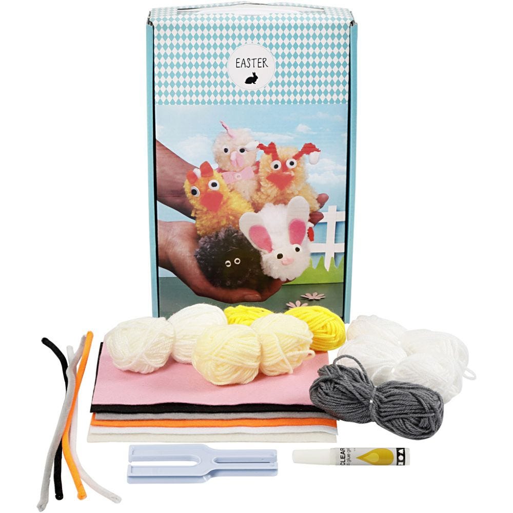 Påskdjur av pompomer, 1 set