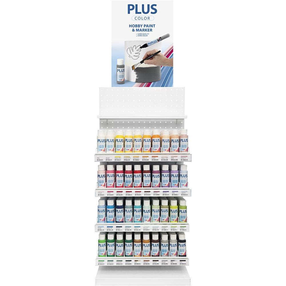 Plus Color-hobbyfärg, H: 850 mm, D: 300 mm, B: 400 mm, vit, 240 flaska/ 1 förp.