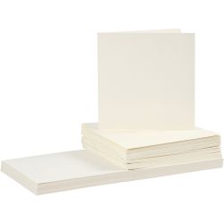 Kort och kuvert, kortstl. 15x15 cm, kuvertstl. 16x16 cm, 110+220 g, r&aring;vit, 50 set/ 1 f&ouml;rp.