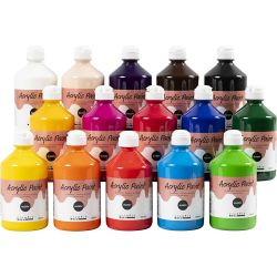 Akrylf&auml;rg Blank, mixade f&auml;rger, 15x500 ml/ 1 f&ouml;rp.