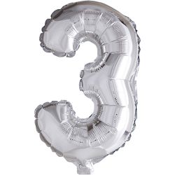 Folieballong, 3, H: 41 cm, silver, 1 st.