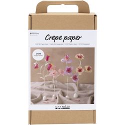 DIY Kit Kr&auml;ppapper, Blomma, pastellf&auml;rger, 1 f&ouml;rp.