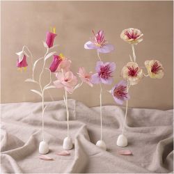 DIY Kit Kräppapper, Blomma, pastellfärger, 1 förp.